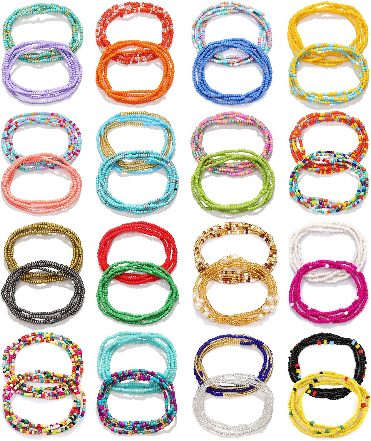 FUNEIA Waist Beads for Women Colorful African Belly Beads for the Waist Bikini Jewelry Chains Bead Waist Chains Set Apparel & Accessories > Jewelry > Body Jewelry FUNEIA D:set D