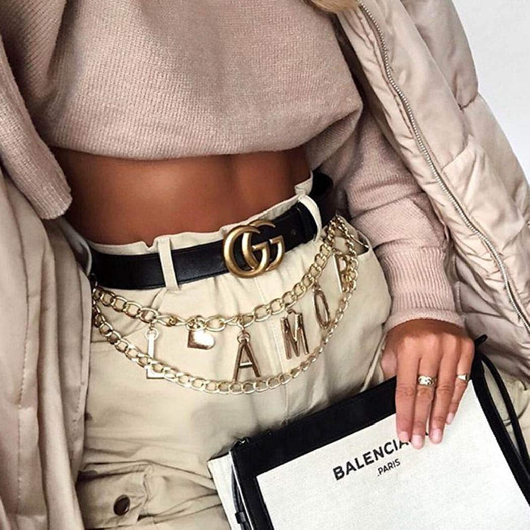 Nicute Layered Body Chain Letters Belly Waist Chains Gold Fashion Beach Body Jewelry for Women and Girls Apparel & Accessories > Jewelry > Body Jewelry Nicute