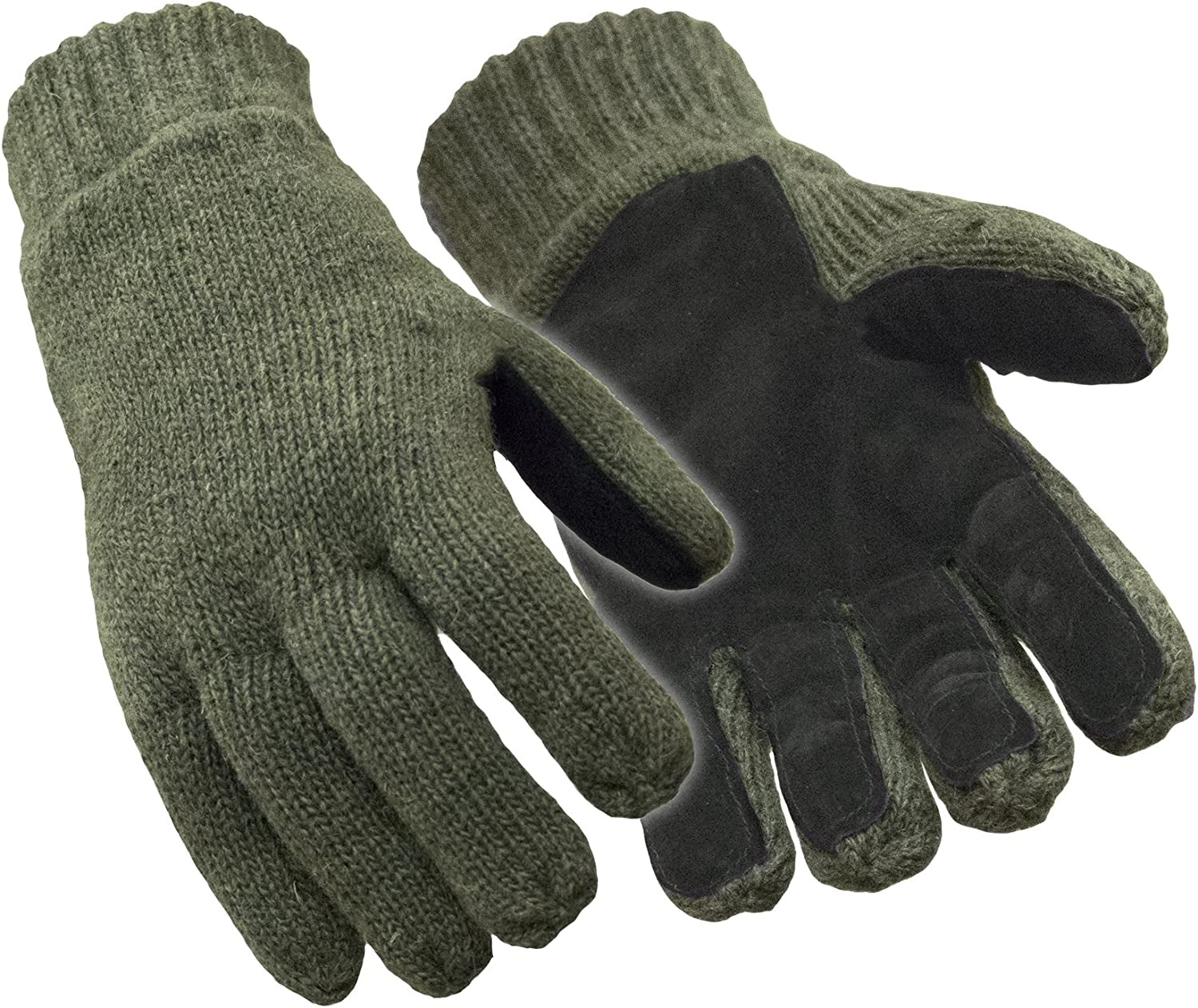 Refrigiwear Thinsulate Insulated Fleece Lined 100% Ragg Wool Leather Palm Gloves Apparel & Accessories > Clothing Accessories > Gloves & Mittens RefrigiWear Green Large