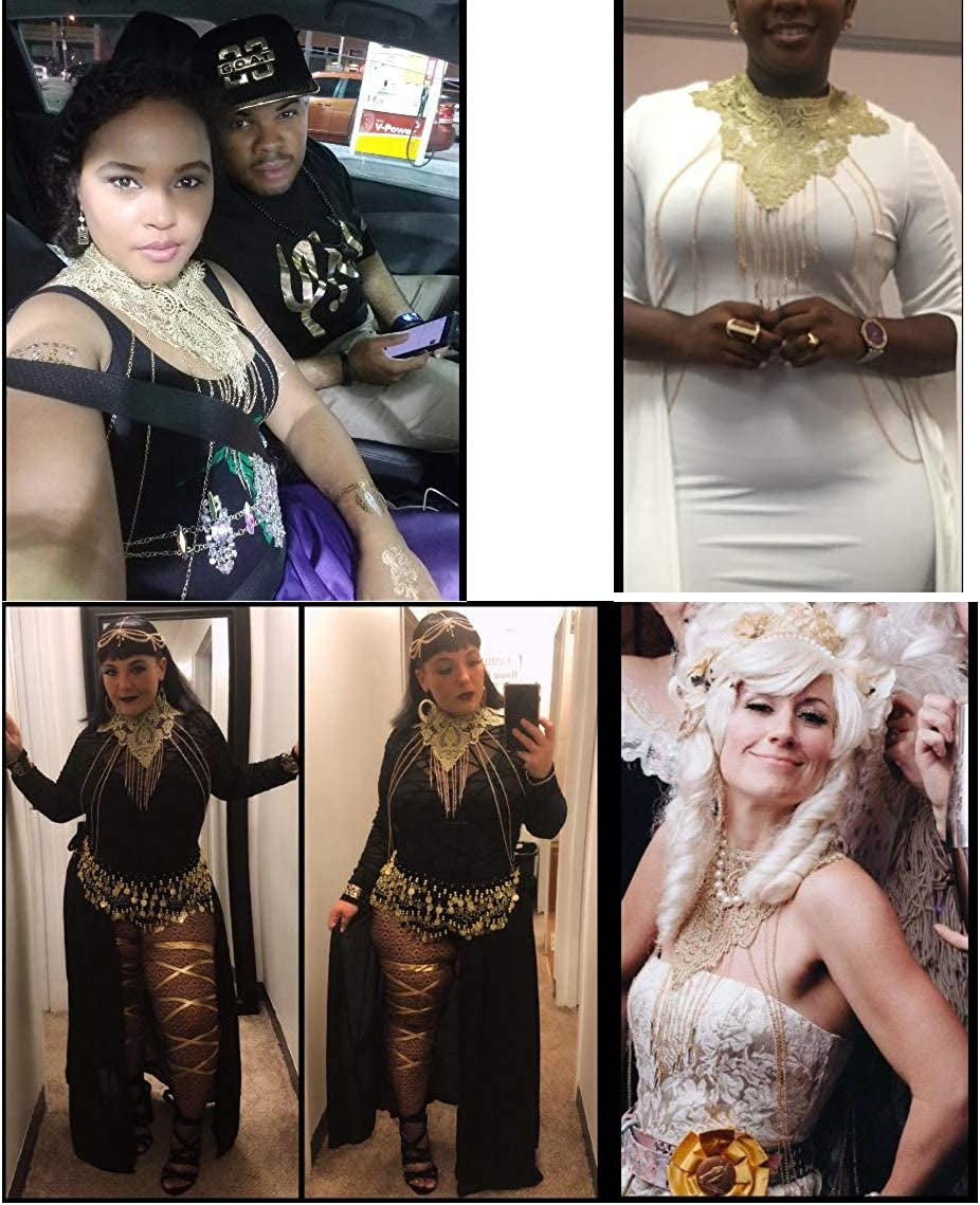 Gold Fine Chain Flower Lace Bikini Body Chain Necklace Jewelry for Women Apparel & Accessories > Jewelry > Body Jewelry Aomcisi