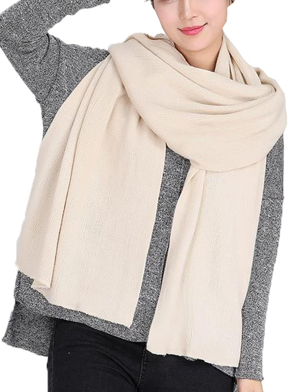 Wander Agio Women'S Warm Long Shawl Winter Warm Large Scarf Pure Color Apparel & Accessories > Clothing Accessories > Scarves & Shawls Wander Agio Beige1