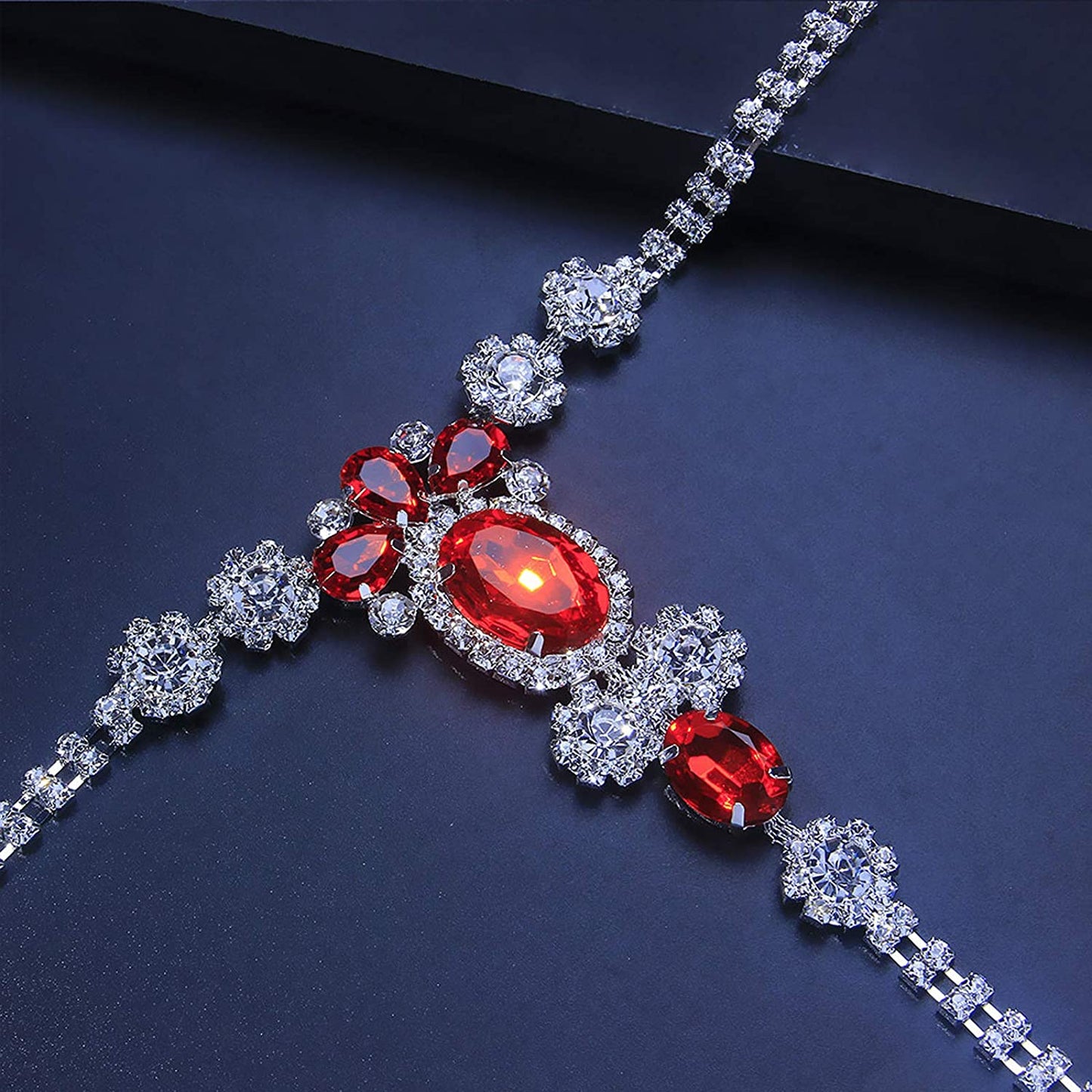 Sexy Red Rhinestone Panties Thong Crystal Waist Belly Bikini Body Chain Jewelry Rhinestone Underwear G-String Chain for Women (Silver 1) Apparel & Accessories > Jewelry > Body Jewelry Cusmyre