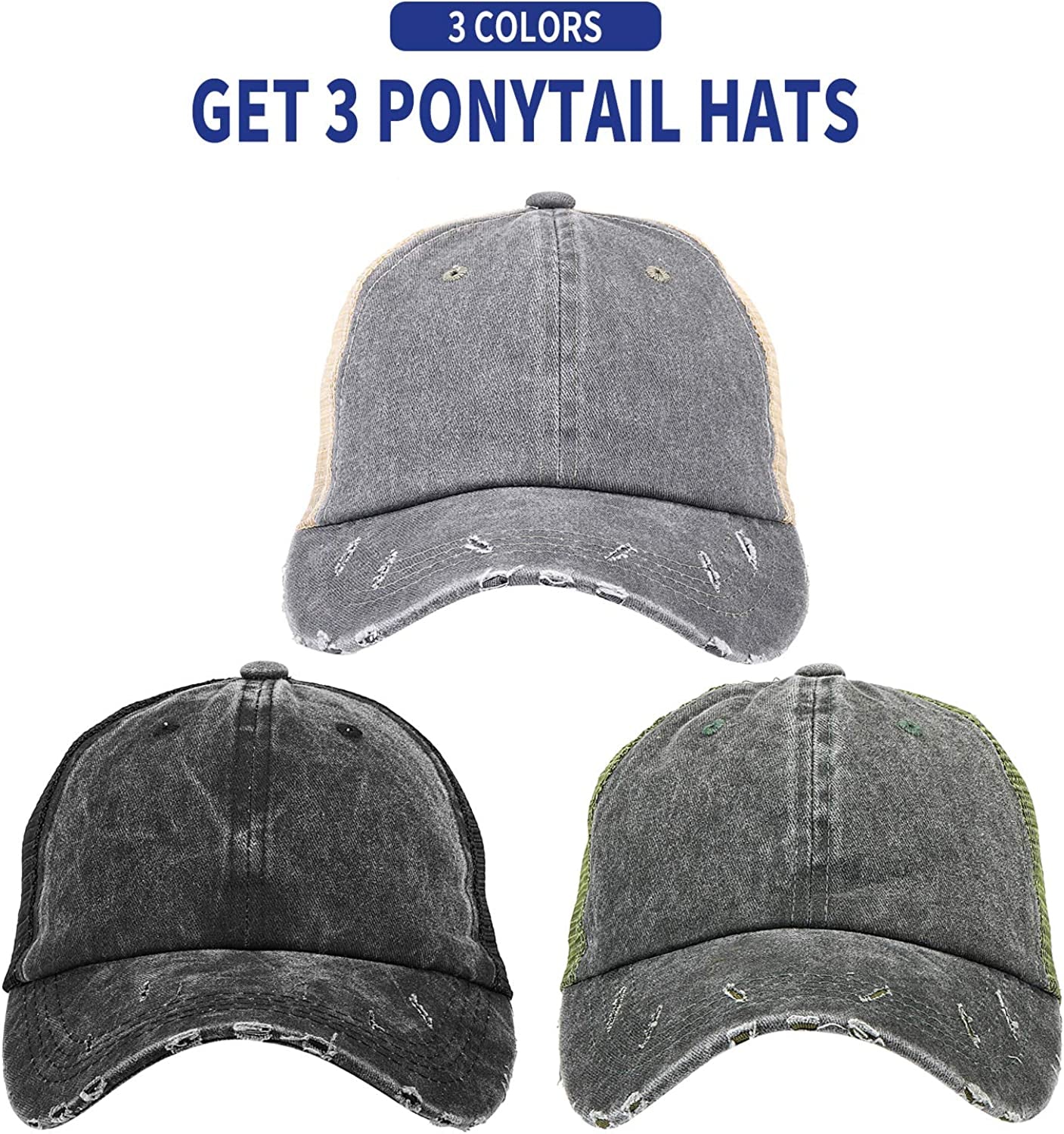 MEINICY 3 Pack Washed Plain Baseball Cap, Retro Adjustable Dad Hats Gift for Men/Women,Unstructured/Cotton Apparel & Accessories > Clothing Accessories > Hats MEINICY