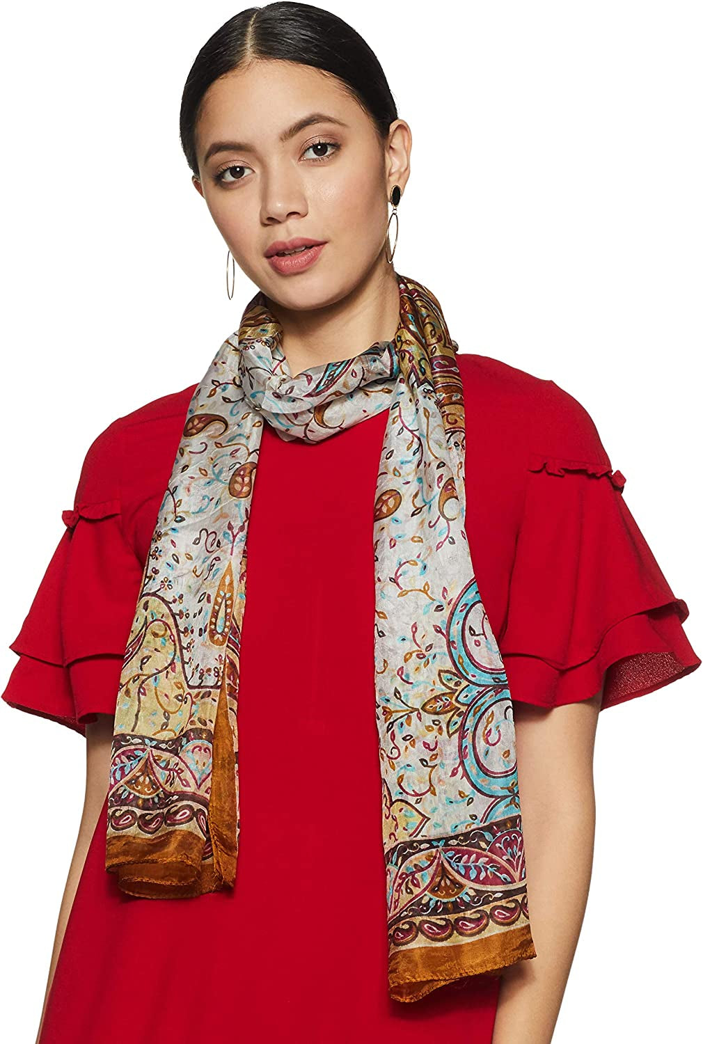 Stylore 100% Silk Scarf Long Lightweight Sunscreen Shawl Wrap Scarves Apparel & Accessories > Clothing Accessories > Scarves & Shawls Stylore D Golden