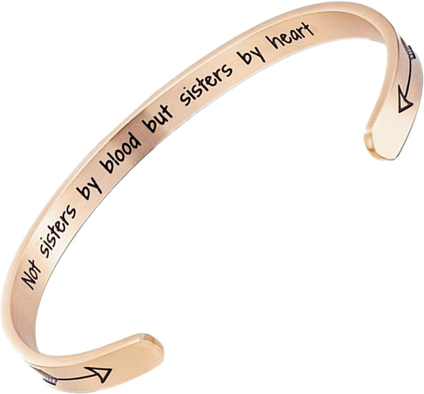 Inspirational Cuff Bracelets for Women Mantra Cuff Bangle Engraving Stainless Steel Funny Inspirational Jewelry Gifts for Best Friend, Sister, Mom, Daughter, Son, Niece Birthday Present Apparel & Accessories > Jewelry > Bracelets liforlove Not Sister By Blood Bracelet - Rose Gold