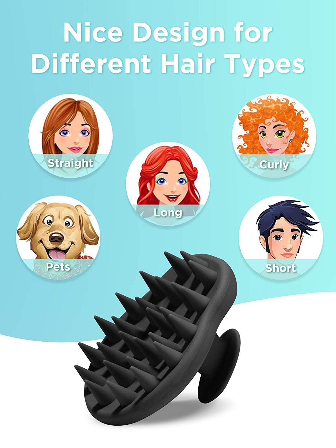 HEETA Hair Scalp Massager Shampoo Brush, Upgraded Full Silicone Integrated Design Hair Care Brush with Soft Silicone Bristles, Head Massager for Remove Dandruff and Hair Growth (Black) Health & Beauty > Personal Care > Hair Care HEETA