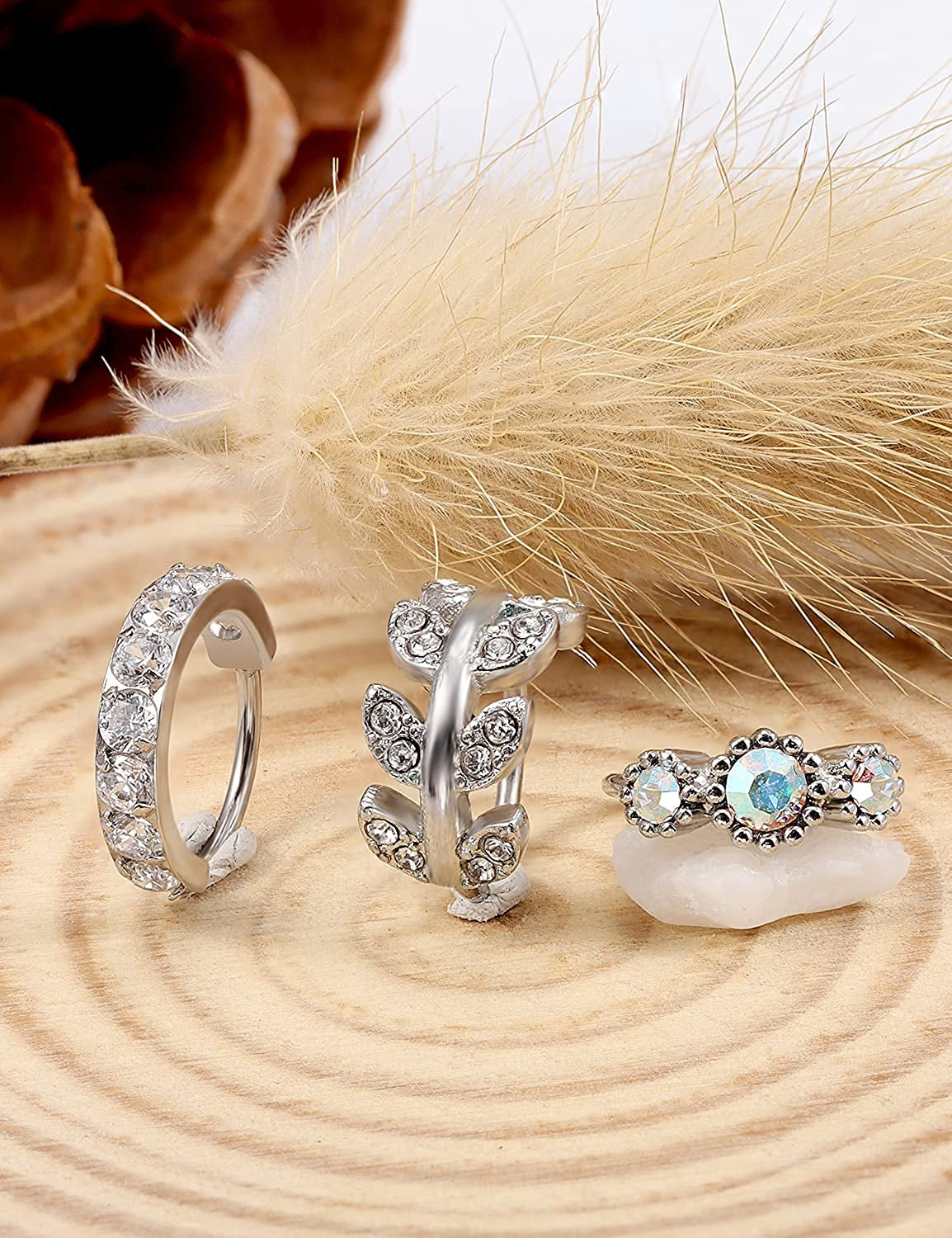 Kridzisw 18G 20G Nose Rings Hoop Stainless Steel L-Shaped Nose Rings Studs Screw Clear Clicker Retainer Tragus Cartilage Helix Earrings Piercing Hoop 27-36Pcs Apparel & Accessories > Jewelry > Body Jewelry Kridzisw