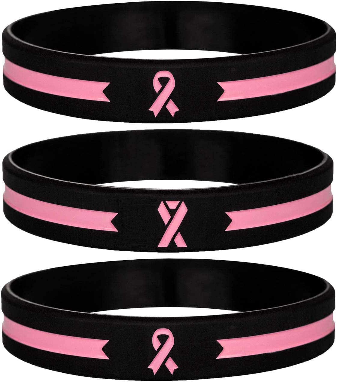 Sainstone Pink Awareness Ribbon Silicone Bracelets, Mental Health Awareness Bracelet, Pink Ribbon Wristbands Unisex for Men Women Apparel & Accessories > Jewelry > Bracelets Sainstone