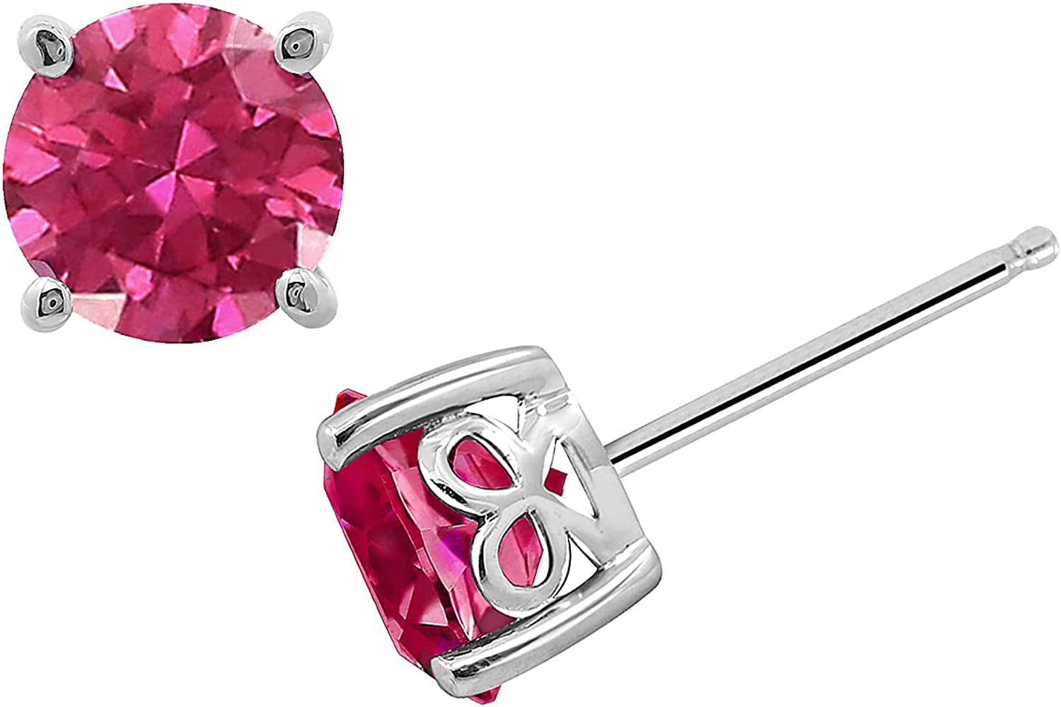 Collection Platinum or Gold Plated Sterling Silver Round-Cut Stud Earrings Made with Infinite Elements Zirconia Apparel & Accessories > Jewelry > Earrings Amazon Collection Pink 2 cttw