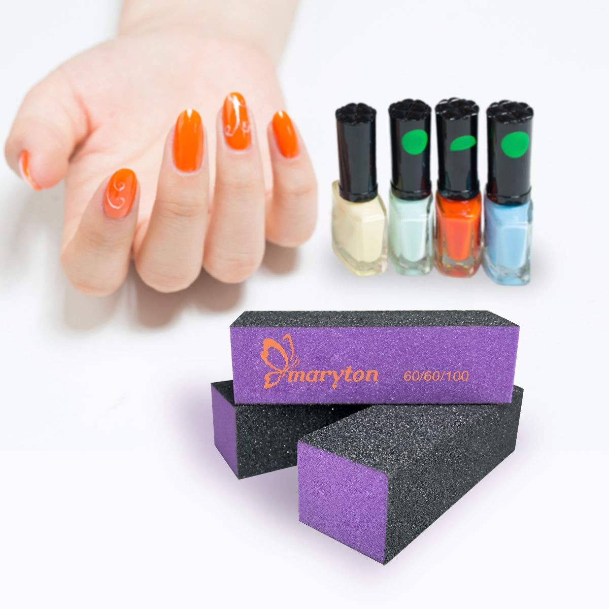 Maryton Nail Buffer Sanding Block Polisher Buffing File 60/100 Grit for Acrylic Nail Art Kit Manicure Tools 10 PCS (Black Purple) Health & Beauty > Personal Care > Cosmetics > Cosmetic Tools > Nail Tools MARYTON