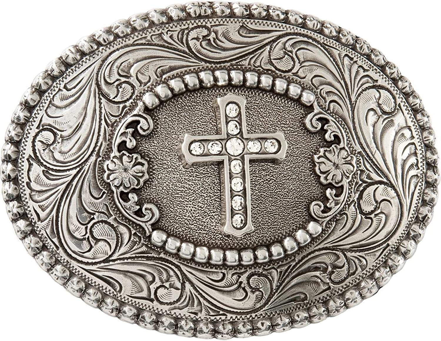 Nocona Women'S Rhinestone Cross Belt Buckle Silver One Size Apparel & Accessories > Clothing Accessories > Belts Nocona