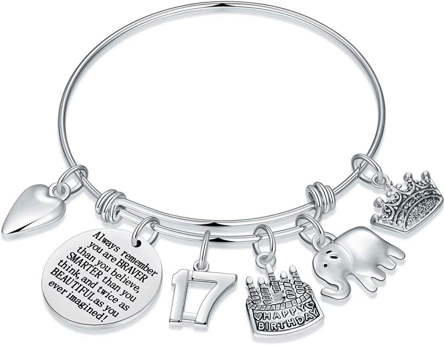 Birthday Gifts for Women Girls Bracelet, Expandable Charm Bracelets 5Th 6Th 7Th 8Th 9Th 10Th 20Th 30Th 40Th 50Th 60Th 70Th 80Th 90Th Birthday Gift for Friend, Mom, Daughter, Niece, Sister, Grandma Apparel & Accessories > Jewelry > Bracelets M MOOHAM 17th