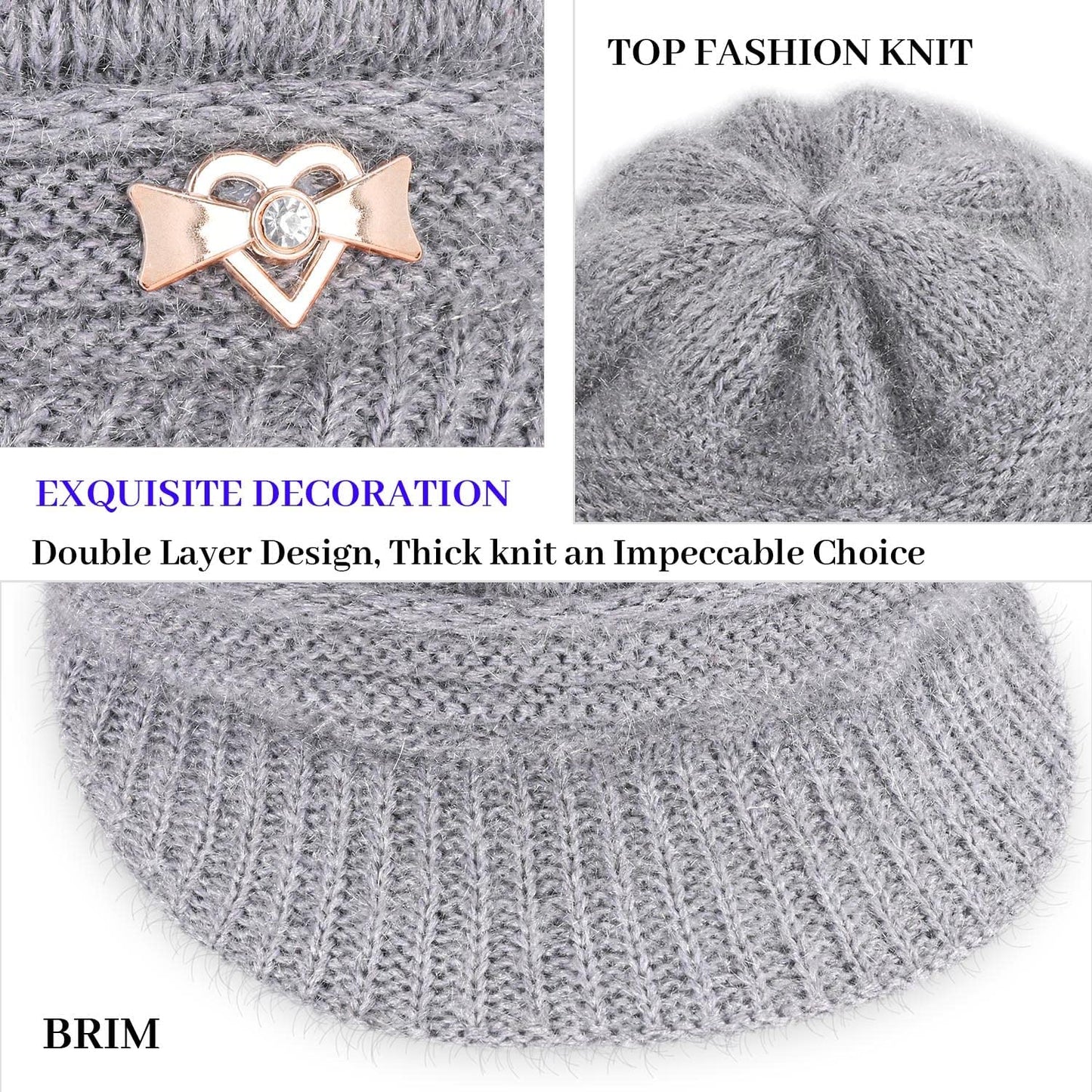 DANMY Women'S Winter Hat, Fleece Lined Womens Beanie Hat, Middle-Aged and Old Warm Earmuff Hat for Women Apparel & Accessories > Clothing Accessories > Hats DANMY
