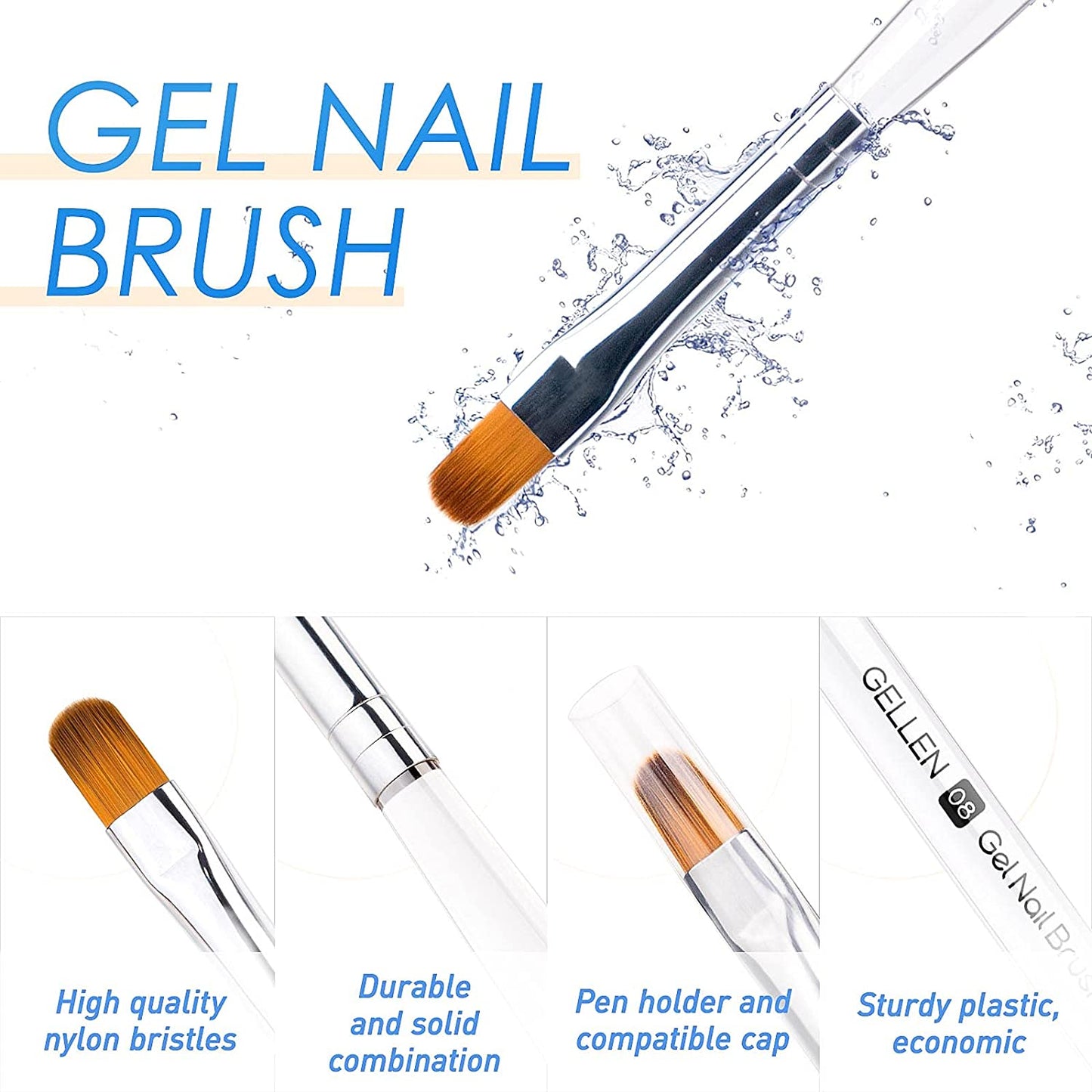 Gellen 6Pcs Gel Nail Brush Set, Nail Art Design Brushes for Color, UV Builder Gel Brush, Poly Extension Gel Brush, Nail Art Painting Tools , for Salon at Home DIY Manicure Health & Beauty > Personal Care > Cosmetics > Cosmetic Tools > Nail Tools GELLEN