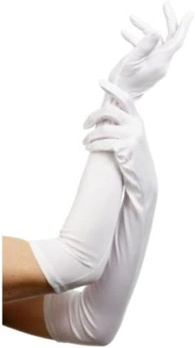 Dreamhigh Womens 22 " Finger Mittens over Elbow Long Black /White Evening Gloves Apparel & Accessories > Clothing Accessories > Gloves & Mittens DreamHigh White