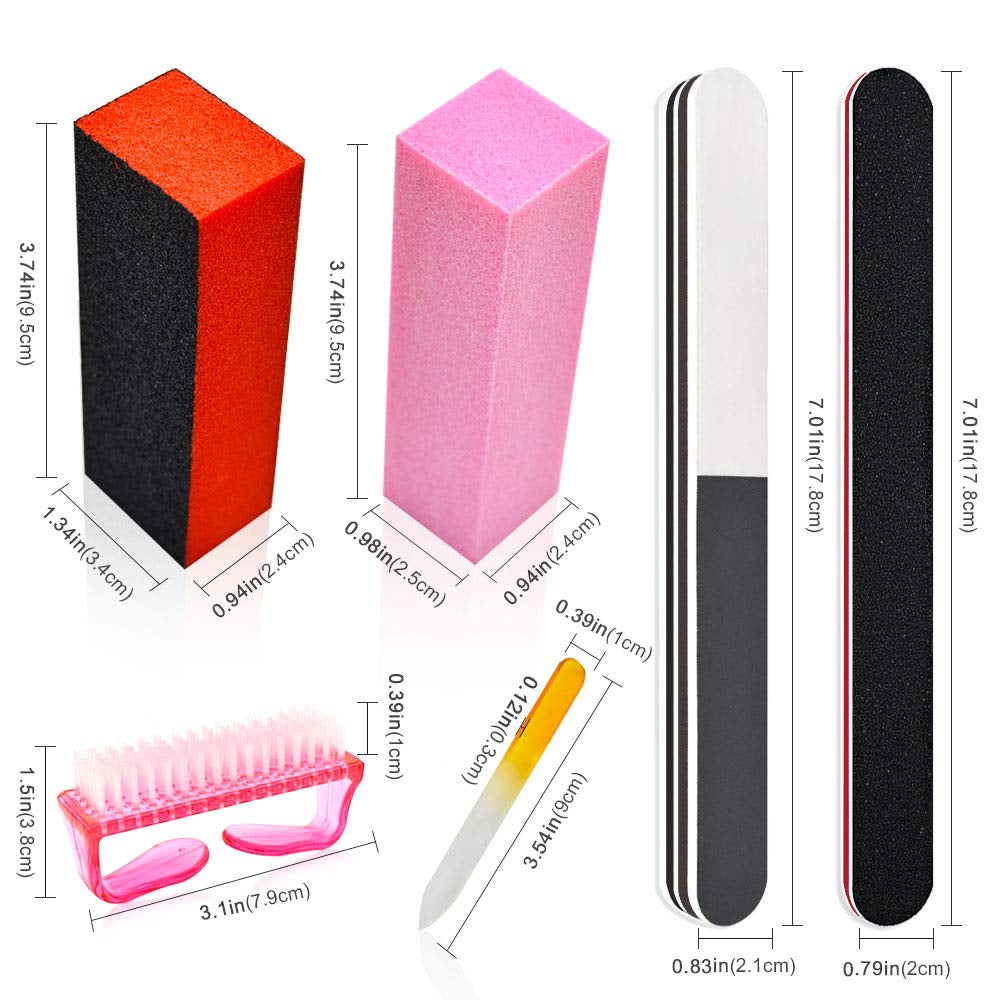 Nail Files and Buffers Kit, 100/180 Grit Emery Boards for Nails, Cube Nail Buffer Block for Acrylic Nails, Professional Manicure Tools with Glass Nail File/Smoother Buffer Block/Cleaner Brush (15Pcs) Health & Beauty > Personal Care > Cosmetics > Cosmetic Tools > Nail Tools Spaidoon
