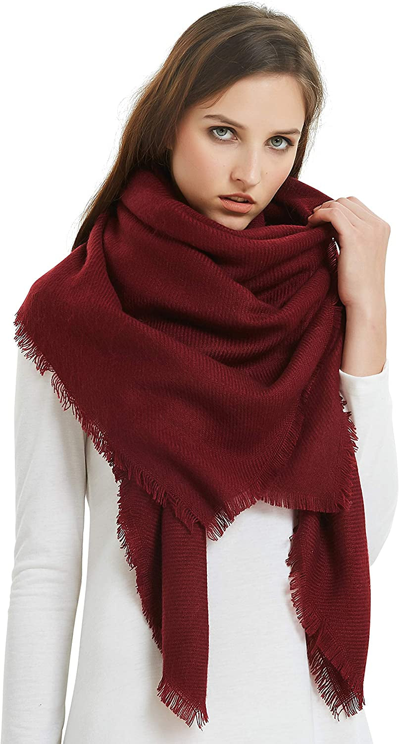VIVIAN & VINCENT Soft Classic Luxurious Blanket Solid Color Square Scarf Wrap Apparel & Accessories > Clothing Accessories > Scarves & Shawls VIVIAN & VINCENT Burgundy