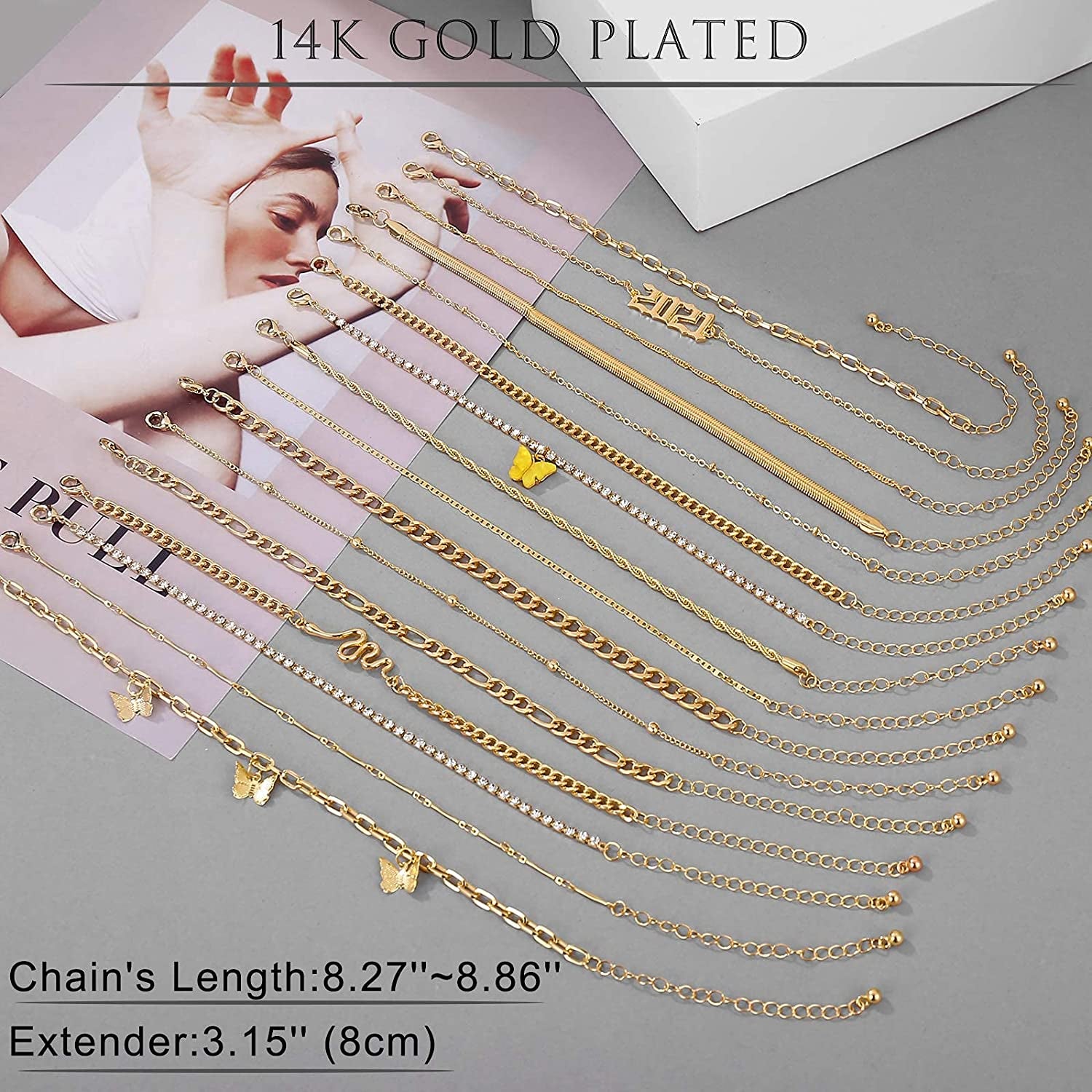 Gold Ankle Bracelets for Women, Girls Boho Anklet Bracelet Set, Silver Butterfly Foot Chains, Womens Adjustable Cute Anklets Apparel & Accessories > Jewelry > Anklets iF YOU