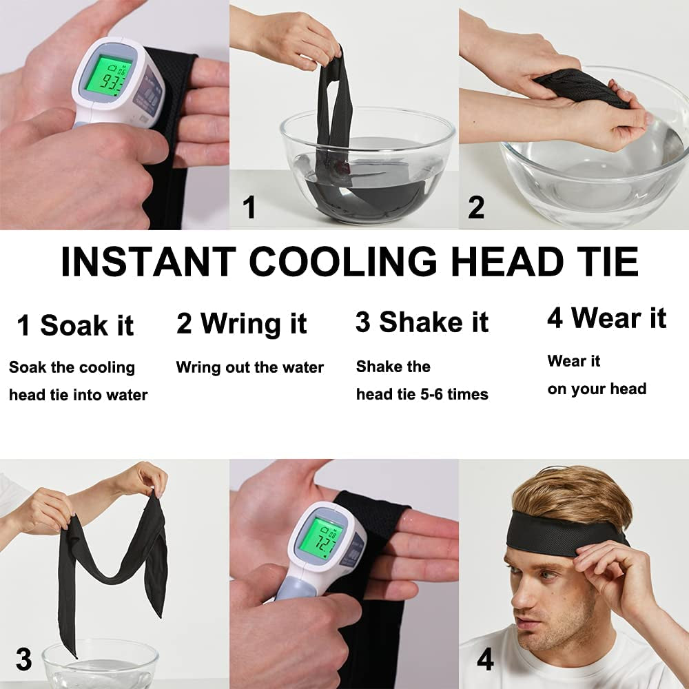 Instant Chill Head Tie Cooling Headbands for Men Women Moisture Wicking Headband Have Cooling Effect Apparel & Accessories > Clothing Accessories > Bandanas & Headties QING