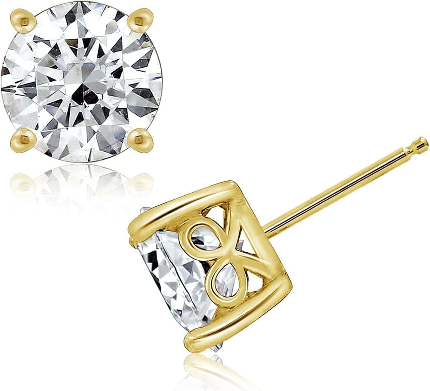 Collection Platinum or Gold Plated Sterling Silver Round-Cut Stud Earrings Made with Infinite Elements Zirconia Apparel & Accessories > Jewelry > Earrings Amazon Collection Yellow-gold-plated 5 cttw