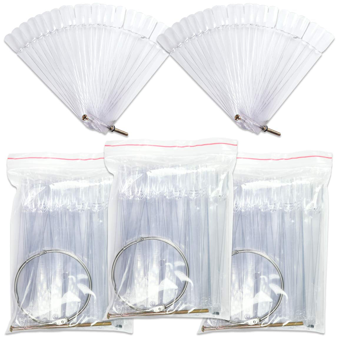 Beauticom® 50 Clear Acrylic False Tip Sticks with Metal Ring Holders Fan-Shaped Nail Art Display Chart Practice Tips Tool - 50 Tips Health & Beauty > Personal Care > Cosmetics > Cosmetic Tools > Nail Tools Beauticom Tips Chart Fan (Clear) 50 Count (Pack of 5)