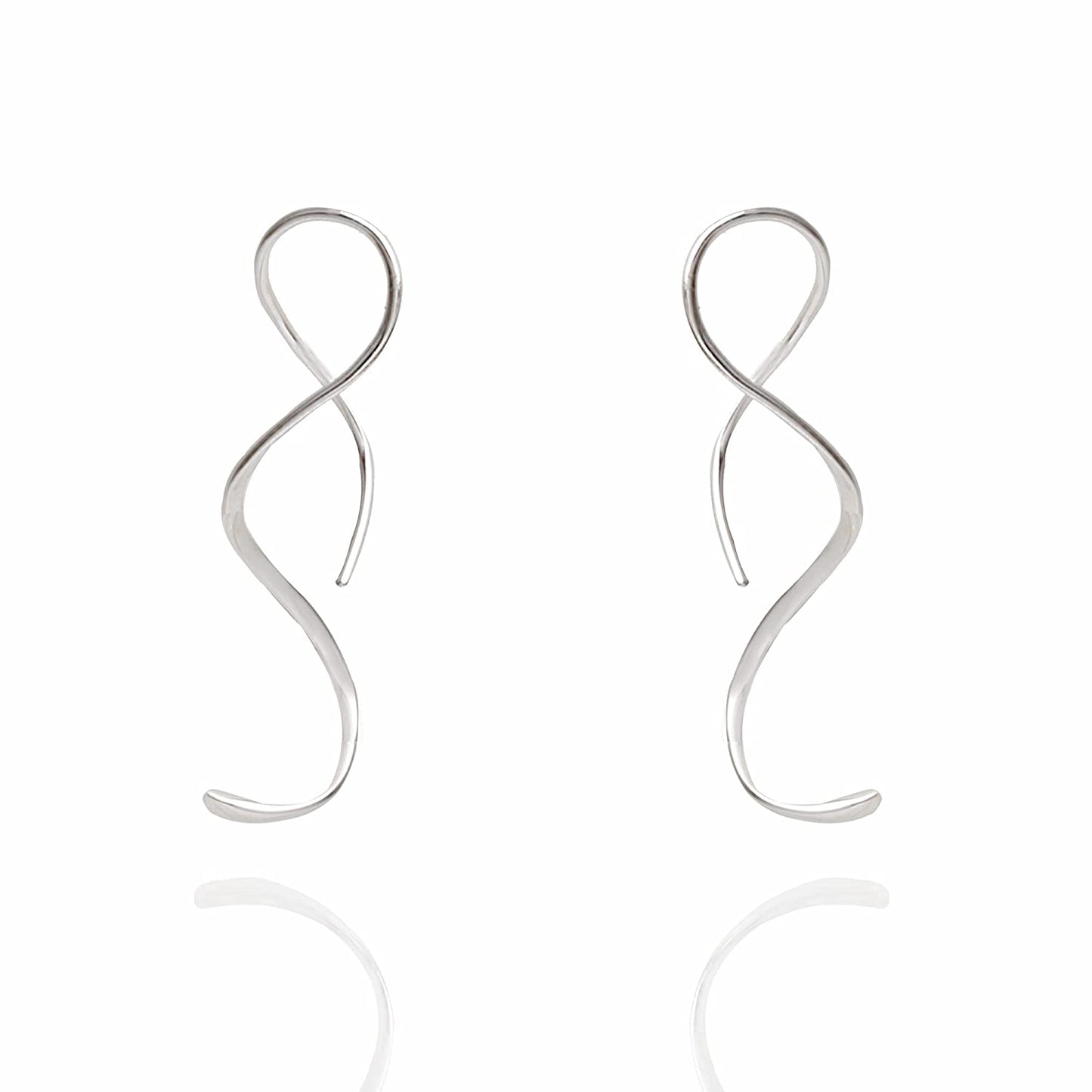 Spiral Threader Earrings 925 Sterling Silver Handmade Twisted Curved Pull through Earrings Apparel & Accessories > Jewelry > Earrings Kakikaki