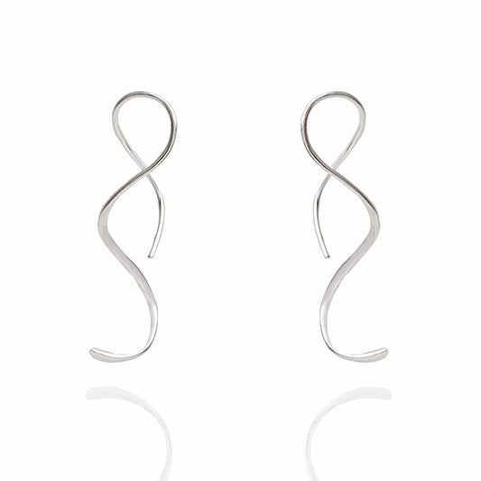 Spiral Threader Earrings 925 Sterling Silver Handmade Twisted Curved Pull through Earrings Apparel & Accessories > Jewelry > Earrings Kakikaki