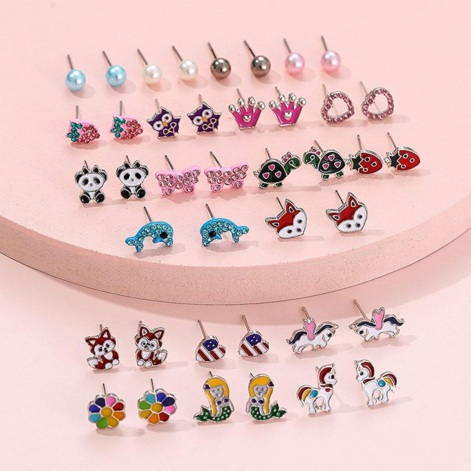 NEWITIN 100 Pairs Colorful Cute Stud Earrings for Girls Hypoallergenic Earrings Stainless Steel Earrings for Women Apparel & Accessories > Jewelry > Earrings NEWITIN