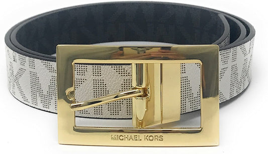 Michael Kors Womens Rectangle Buckle Reversible Mk Logo Belt Apparel & Accessories > Clothing Accessories > Belts Michael Kors Vanilla Medium