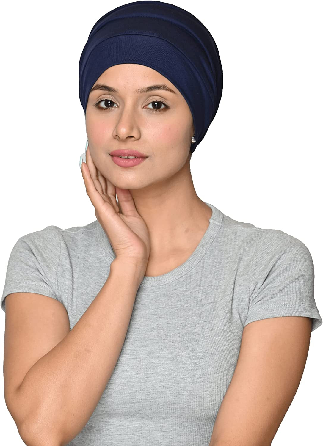 SAKUCHI Chemo Silky Soft Slouchy Snood Bamboo Cap Beanie, for Women Cancer Hair Loss Turban Apparel & Accessories > Clothing Accessories > Headwear SAKUCHI Navy