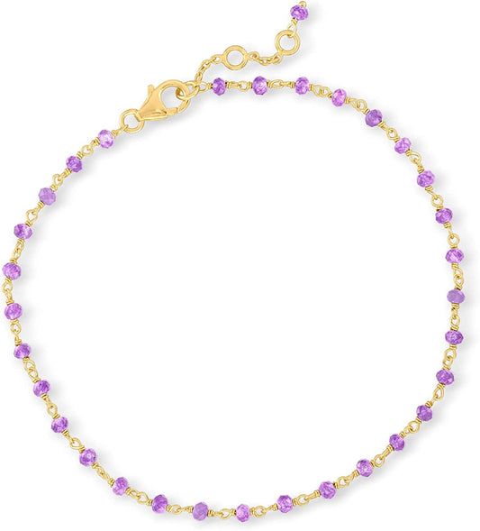 Ross-Simons 6.25 Ct. T.W. Amethyst Bead Anklet in 18Kt Gold over Sterling. 9 Inches Apparel & Accessories > Jewelry > Anklets Ross-Simons