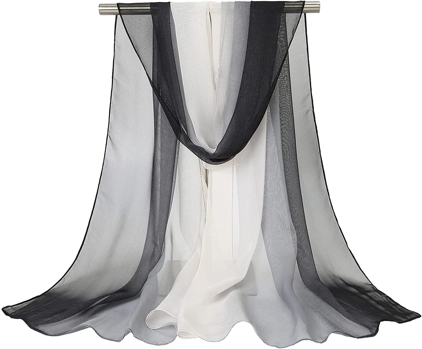Ombre Silk Scarf Oblong Gradiente Scarves Lightweight Accent Scarfs for Women Apparel & Accessories > Clothing Accessories > Scarves & Shawls Yeieeo Gray and Black
