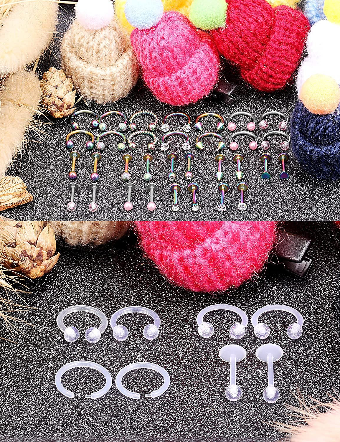 Hoeudjo 16G Surgical Steel Lip Rings Clear Diamond CZ Labret Studs Tragus Horseshoe Ring Helix Hoop Earring Body Jewelry Piercing Retainer for Women Men 8Mm Apparel & Accessories > Jewelry > Rings Hoeudjo