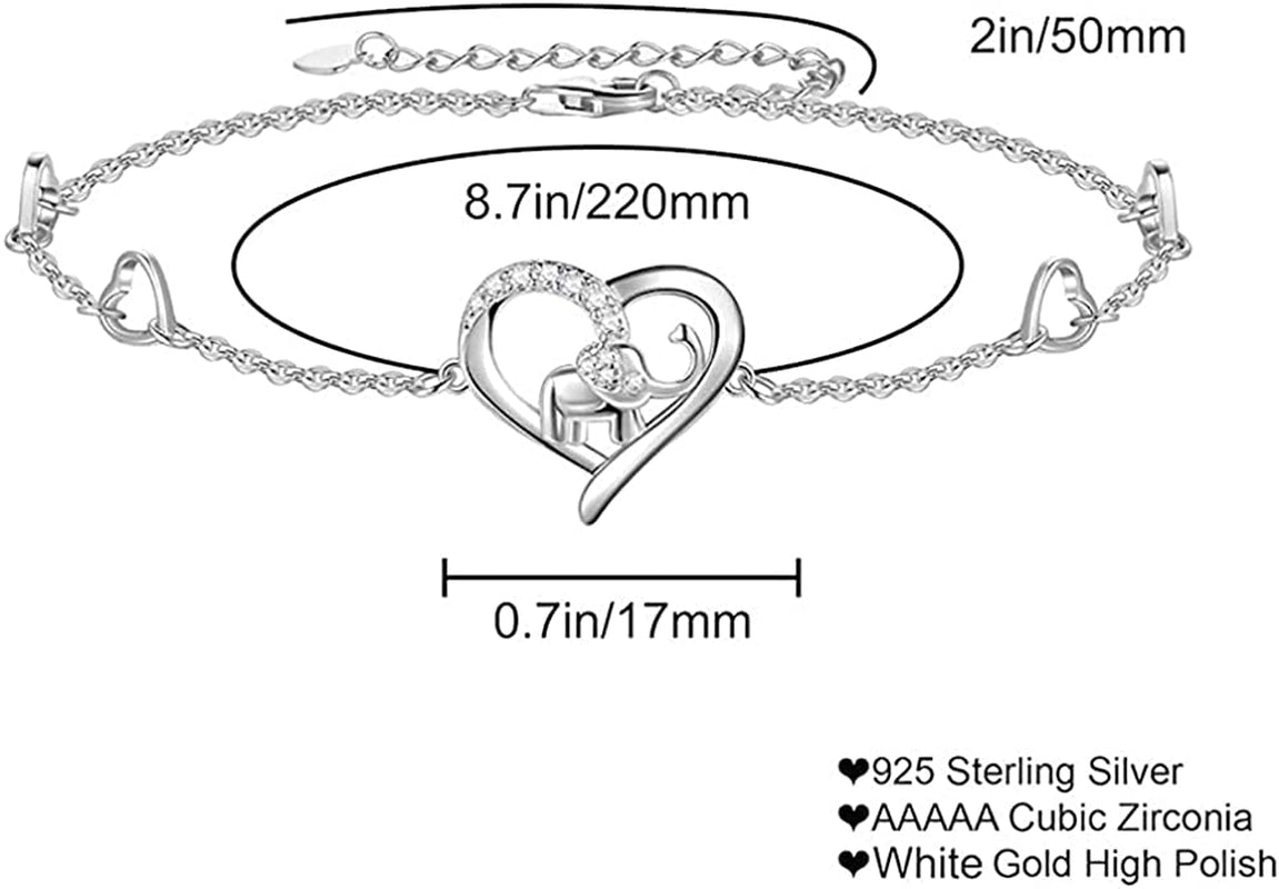 Heart Elephant Anklet 925 Sterling Silver Love Elephant Ankle Bracelet Gift for Women Girlfriend Jewelry(Big Bracelet) Apparel & Accessories > Jewelry > Anklets YZSFMZGE