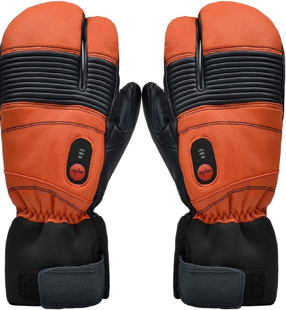 SAVIOR HEAT Heated Ski Mittens Gloves Electric Rechargeable Battery Mitts for Men Women Kids Winter Snowboard Motorcycle Skating Camping Hunting Apparel & Accessories > Clothing Accessories > Gloves & Mittens Eigday power Orange X-Small