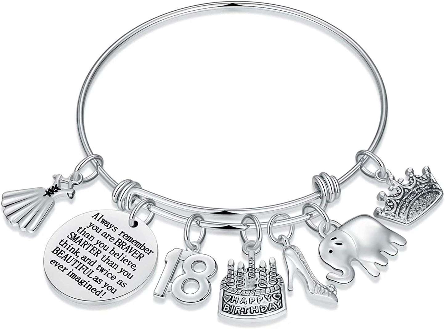Birthday Gifts for Women Girls Bracelet, Expandable Charm Bracelets 5Th 6Th 7Th 8Th 9Th 10Th 20Th 30Th 40Th 50Th 60Th 70Th 80Th 90Th Birthday Gift for Friend, Mom, Daughter, Niece, Sister, Grandma Apparel & Accessories > Jewelry > Bracelets M MOOHAM 18th