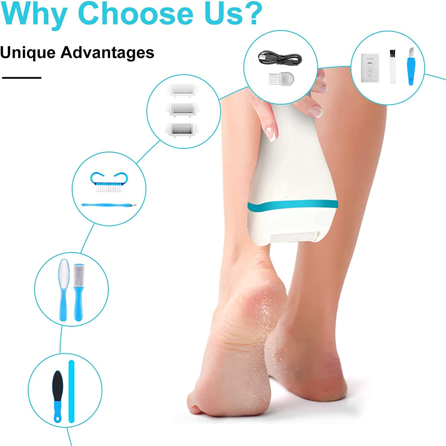 Electric Callus Removers for Feet,Rechargeable Pedicure Tools Foot Care Feet File,Professional Waterproof 13 in 1 Callous Remover Kit,With 3 Roller Heads 2 Speed,Battery Display Health & Beauty > Personal Care > Foot Care YOIDOO