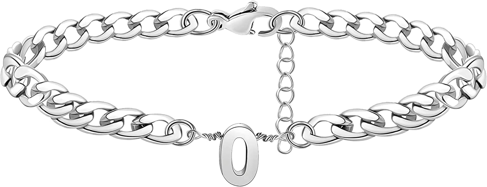 Silver Anklet Initial Ankle Bracelets for Women Teen Girls Figaro Chain Personalized Birthday Gifts for Women Summer Gift Beach Jewelry Anklet for Women Letter A-Z Jewelry Apparel & Accessories > Jewelry > Anklets JoycuFF O