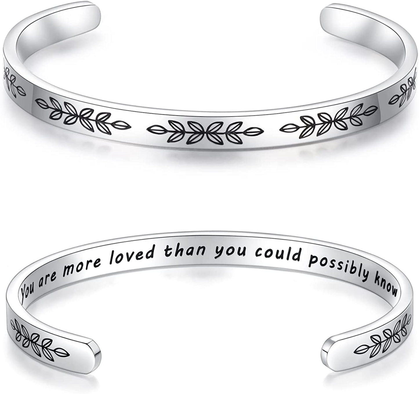 Aryahozel Motivational Cuff Bracelet for Women Girls, Personalized Jewelry Gifts for Her Daughter Mom Sister Niece Best Friends, Engraved Different Sayings Apparel & Accessories > Jewelry > Bracelets AryaHozel Women/girl Gift-You are more loved than you possibly know