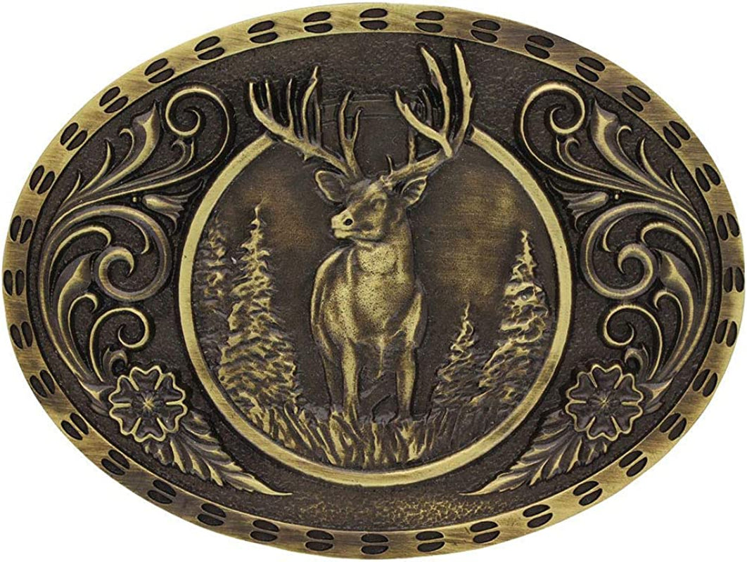 Montana Silversmiths Heritage Wildlife Outdoor Series Attitude Buckle Apparel & Accessories > Clothing Accessories > Belt Buckles Montana Silversmiths Wild Stag - Antique Brass