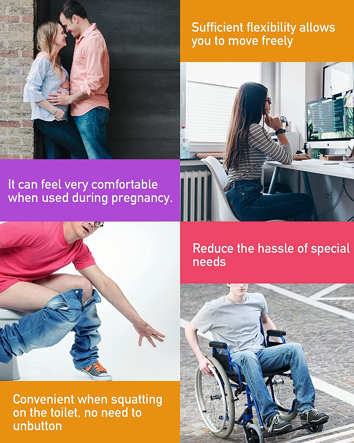 No Buckle Comfortable Elastic Stretch Belts for Womens, Black Elastic Waist Adjustable Invisible Belts for Jeans Pants(2 Sets) Apparel & Accessories > Clothing Accessories > Belts YUNDUOJIA