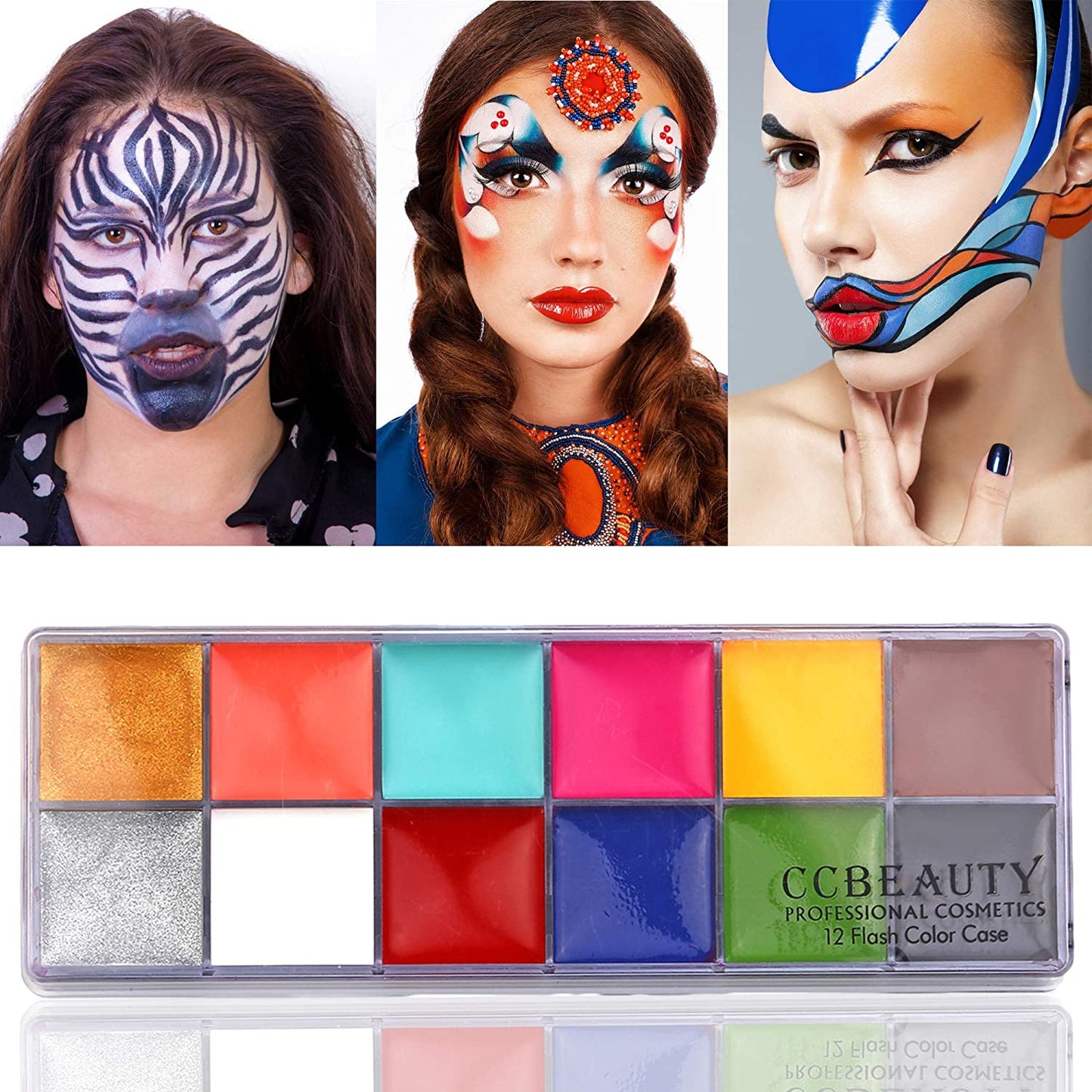 Ccbeauty SFX Makeup Kit Professional Face Paint Oil Based 12 Colors Halloween Body Paint Palette Special Effects Fake Wound Scars Wax + Face Paint Palette + Spatula Tool Health & Beauty > Personal Care > Cosmetics > Cosmetic Tools > Makeup Tools CCbeauty