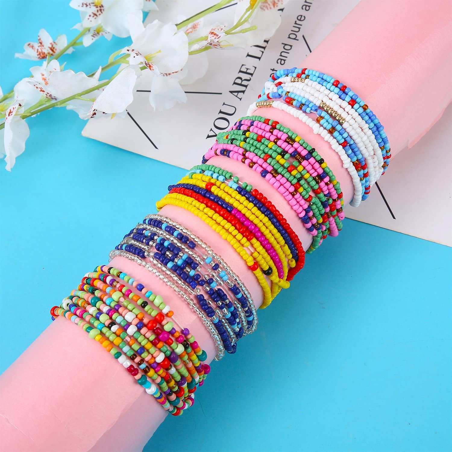 FUNEIA Waist Beads for Women Colorful African Belly Beads for the Waist Bikini Jewelry Chains Bead Waist Chains Set Apparel & Accessories > Jewelry > Body Jewelry FUNEIA