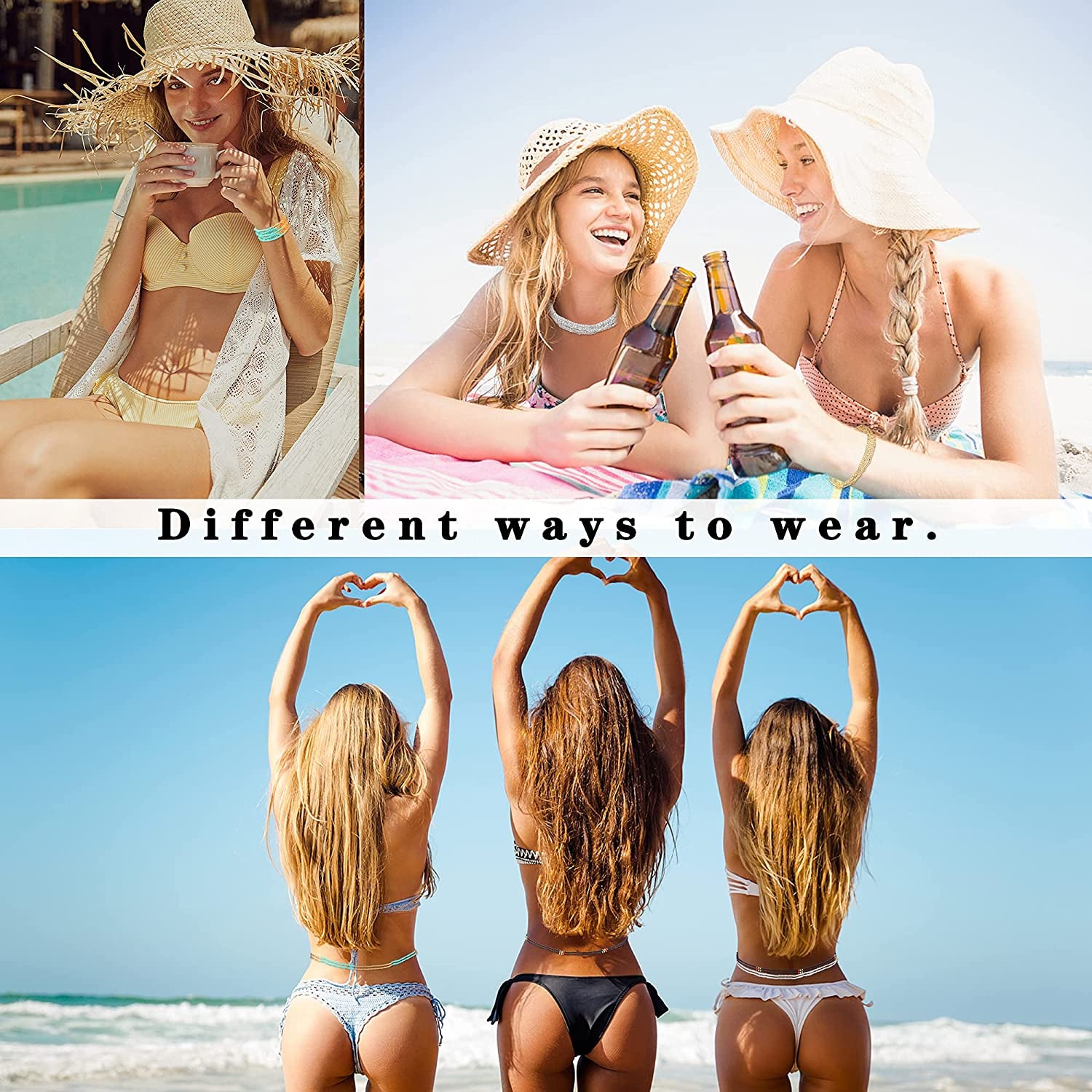 THUNARAZ 32-50 Inch Waist Beads for Women Colorful African Waist Beads plus Size Elastic Waist Chain Belly Beads Summer Beach Body Belly Chain Jewelry Apparel & Accessories > Jewelry > Body Jewelry THUNARAZ