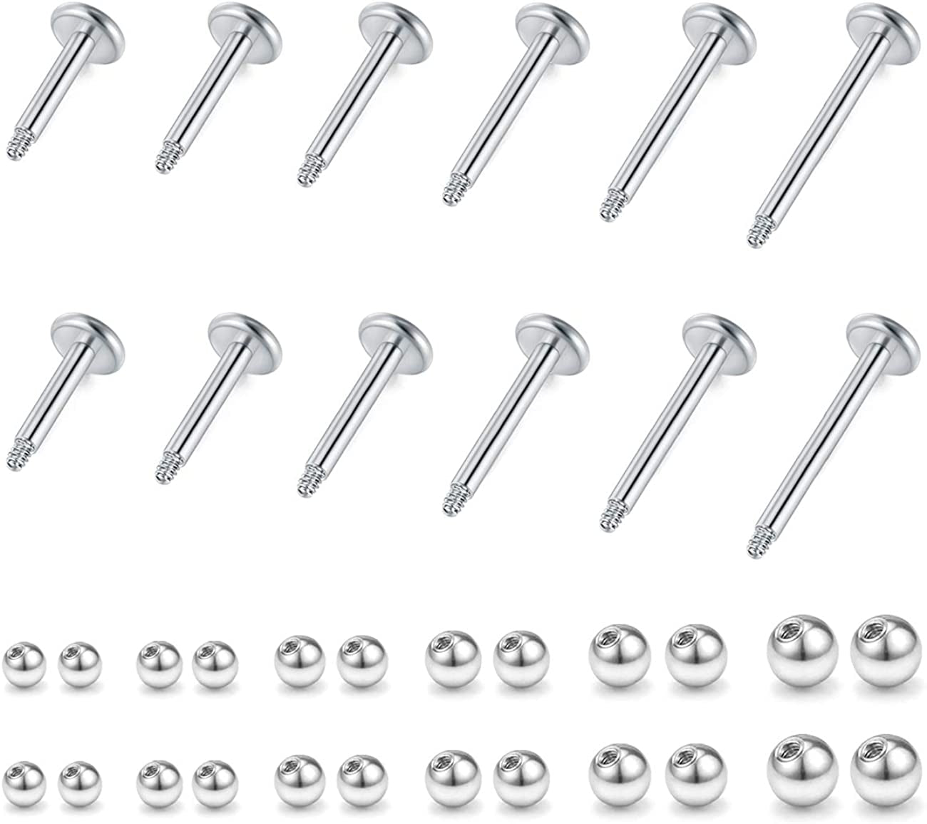 SEULEME 18G Surgical Steel Tragus Cartilage Helix Earrings Studs Replacement Balls Short Lip Rings 4-12Mm Conch Piercing Jewelry Apparel & Accessories > Jewelry > Body Jewelry Briana Williams