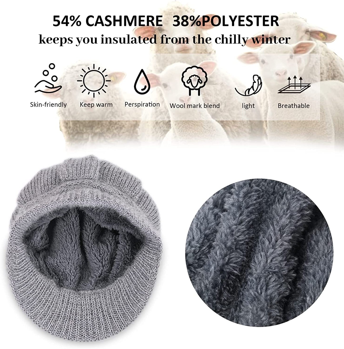 DANMY Women'S Winter Hat, Fleece Lined Womens Beanie Hat, Middle-Aged and Old Warm Earmuff Hat for Women Apparel & Accessories > Clothing Accessories > Hats DANMY