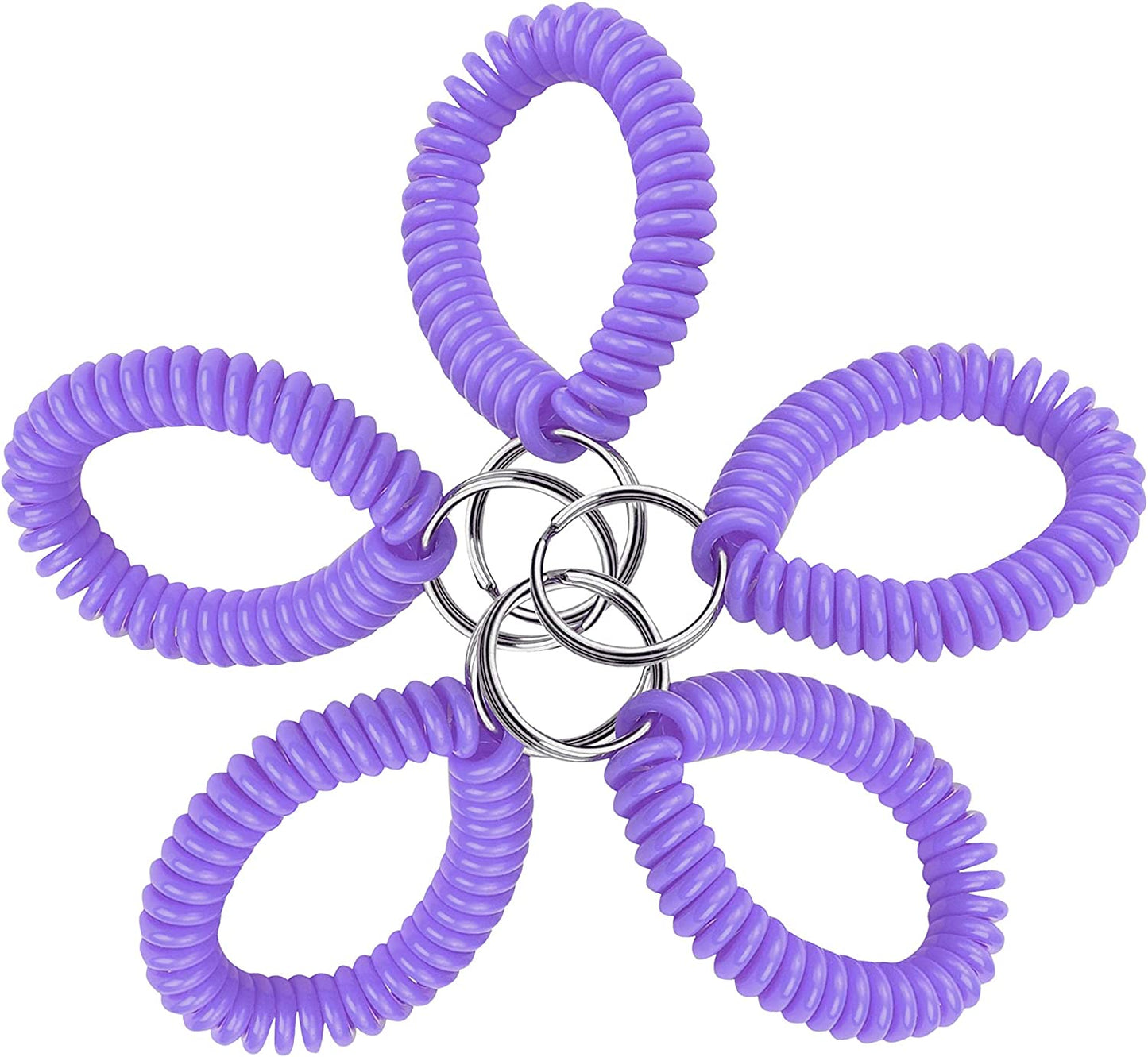 Lucky Line 2” Diameter Spiral Wrist Coil with Steel Key Ring, Flexible Wrist Band Key Chain Bracelet, Stretches to 12”, Purple 1 PK (410651) Apparel & Accessories > Jewelry > Bracelets Lucky Line Purple Pack of 5