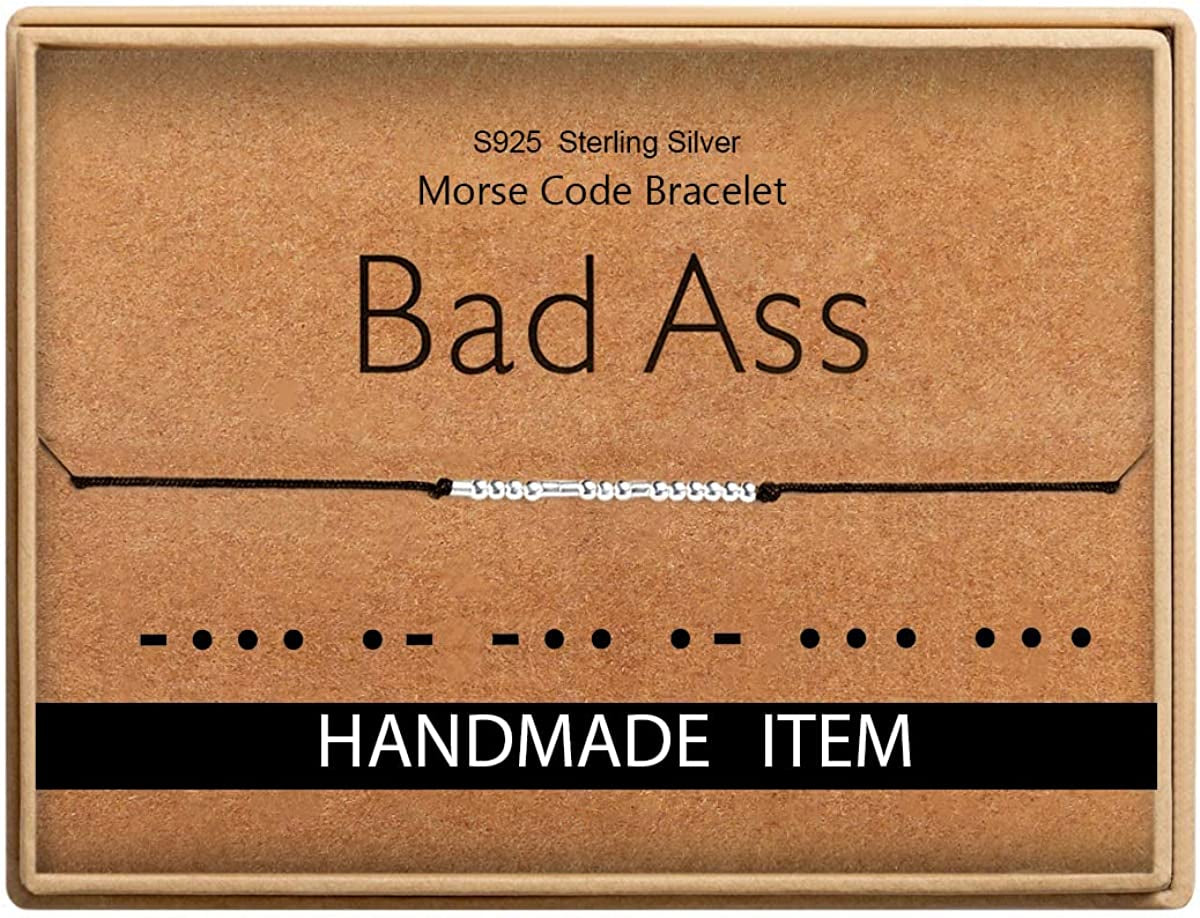 Inspirational Gifts for Women Morse Code Bracelets for Women Funny Bracelet for Friend Funny Christmas Gift for Women Apparel & Accessories > Jewelry > Bracelets Monily 05-Bad Ass