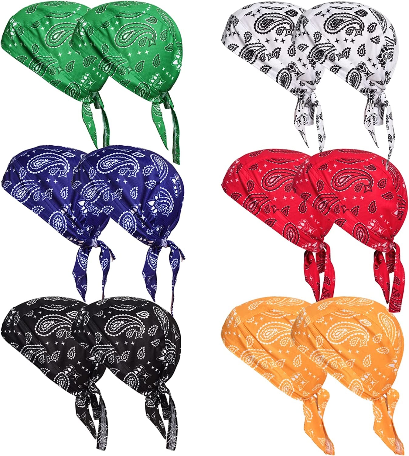 Ransiy Do Rag Skull Cap Bandana Head Wraps Biker Beanie Cap Bandana Hat Chemo Cap Dew Rag for Men and Women Apparel & Accessories > Clothing Accessories > Bandanas & Headties ransiy
