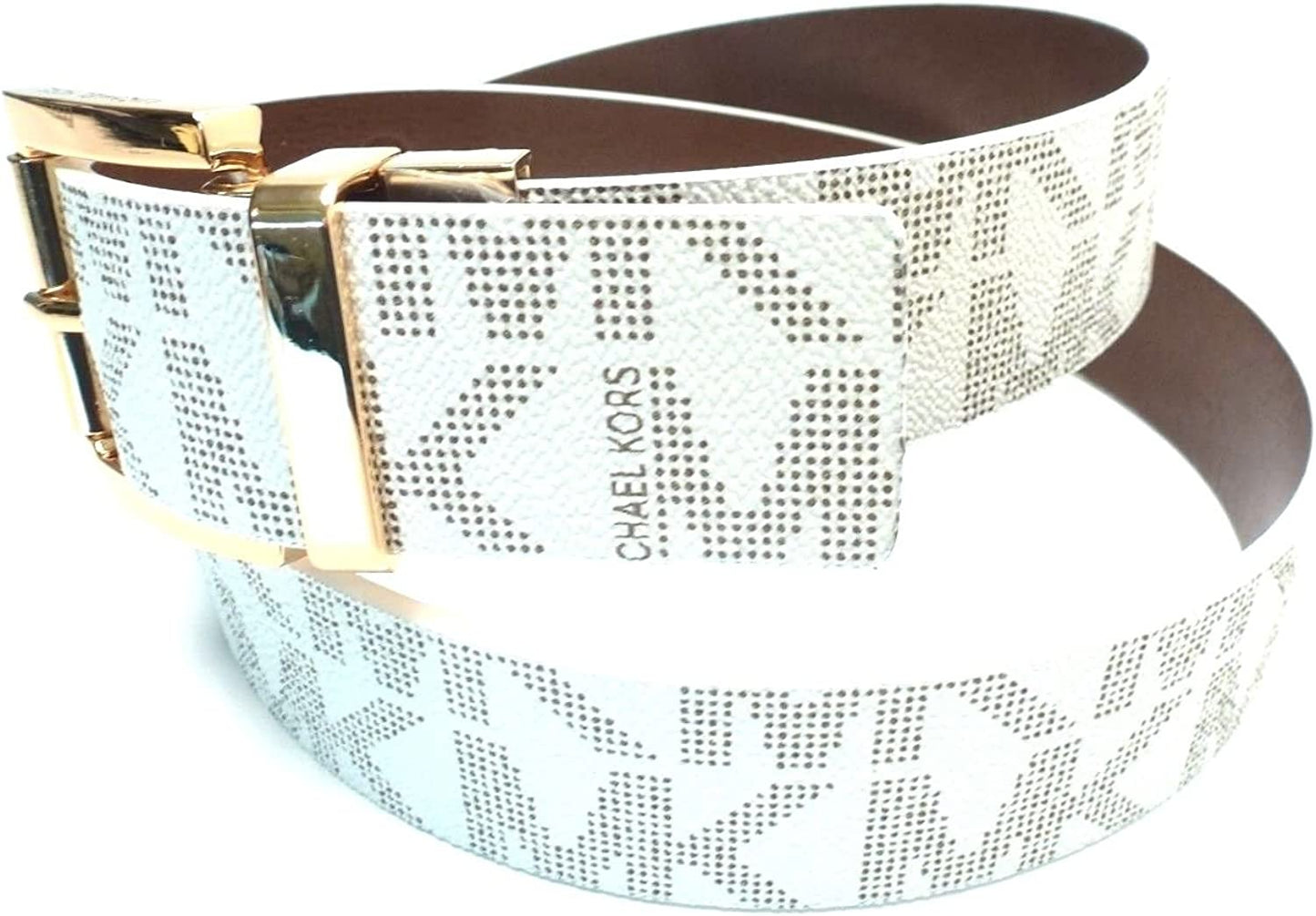 Michael Kors Mk Signature Monogram Logo Reversible Buckle Belt Apparel & Accessories > Clothing Accessories > Belts Michael Kors